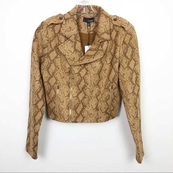 Lucy Paris Jackets & Blazers - Lucy Paris Snakeskin Moto Jacket Brown Tan Size Small